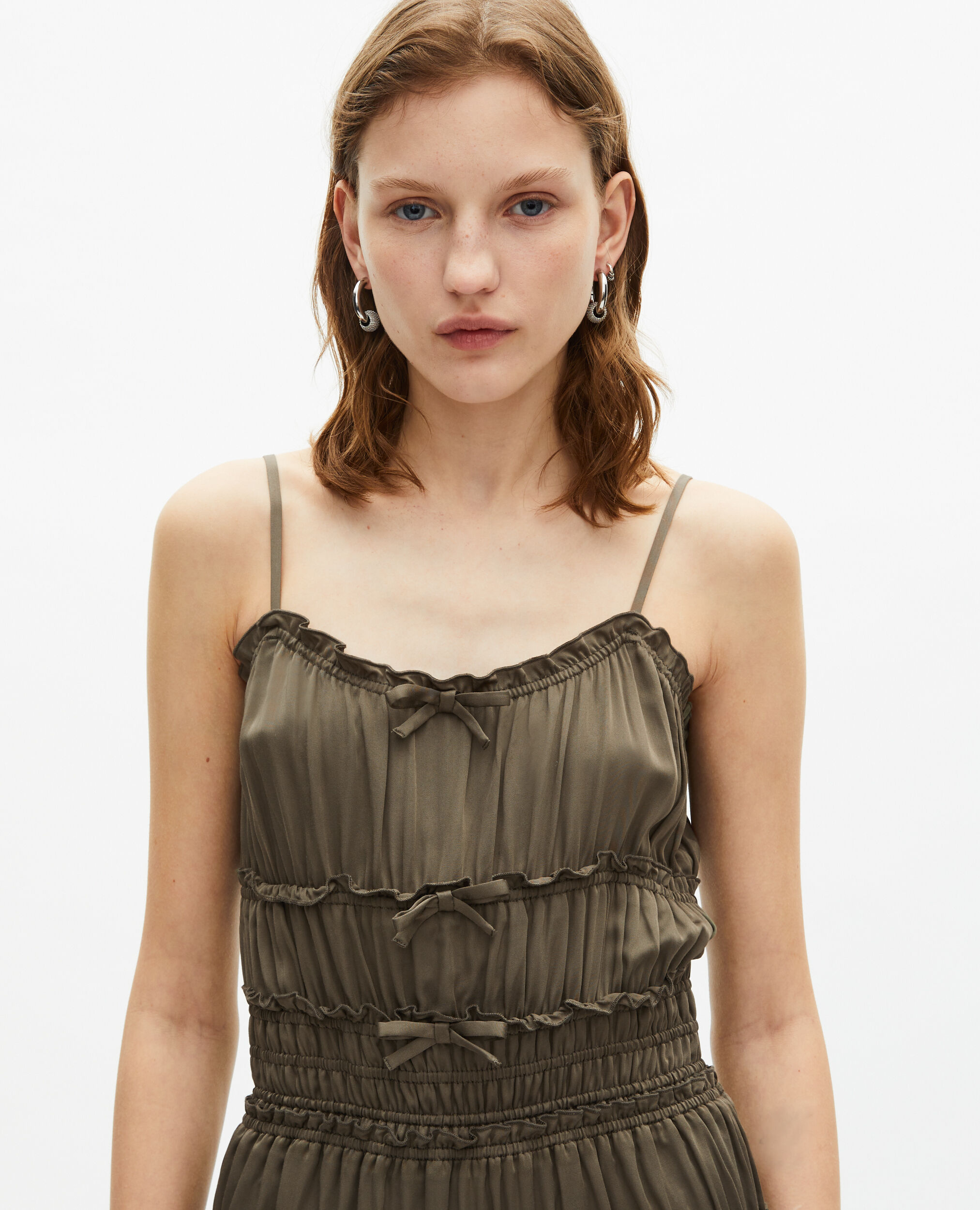 Kurzes Kleid mit Schleifen in Khaki, KAKI STONE, hi-res image number null