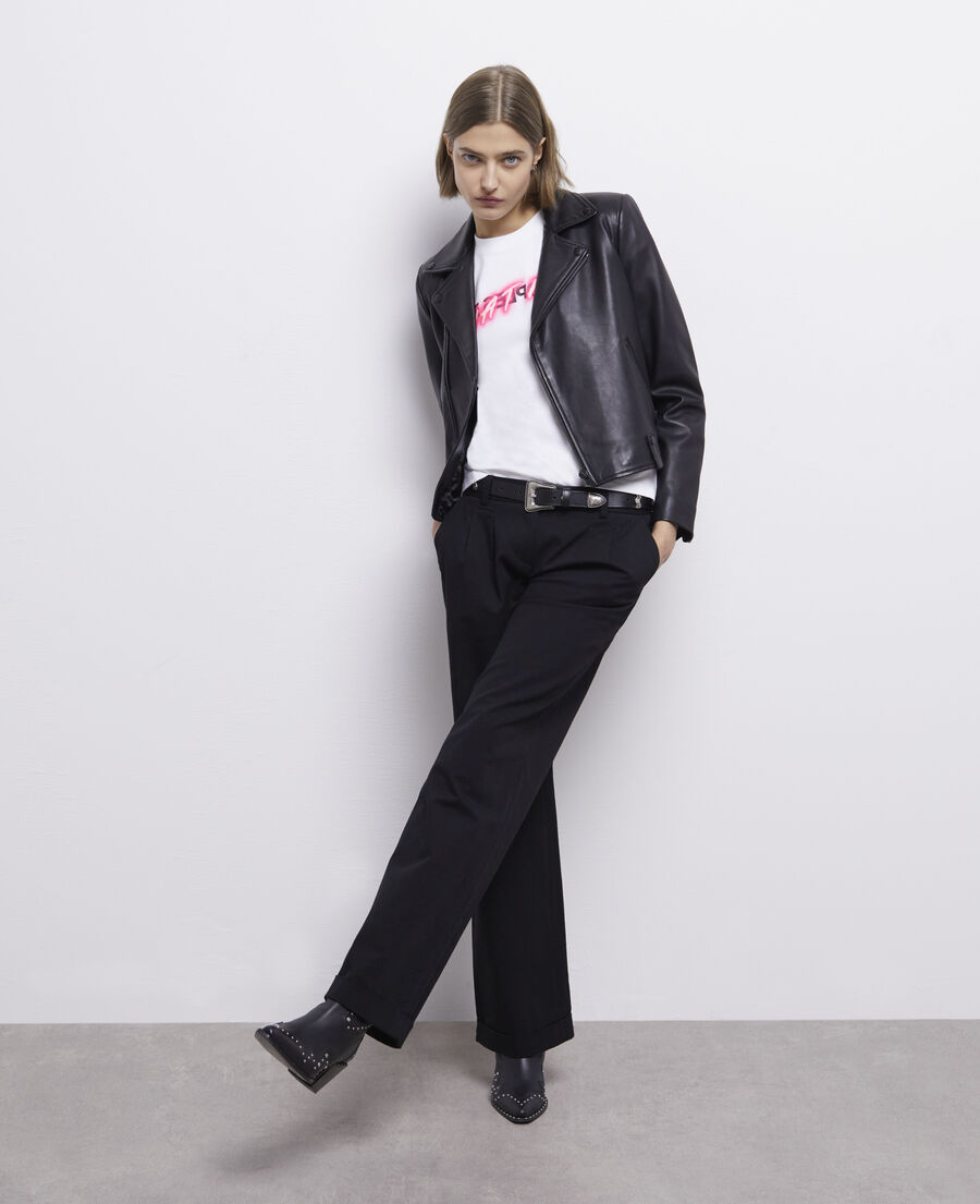wide-leg black pants