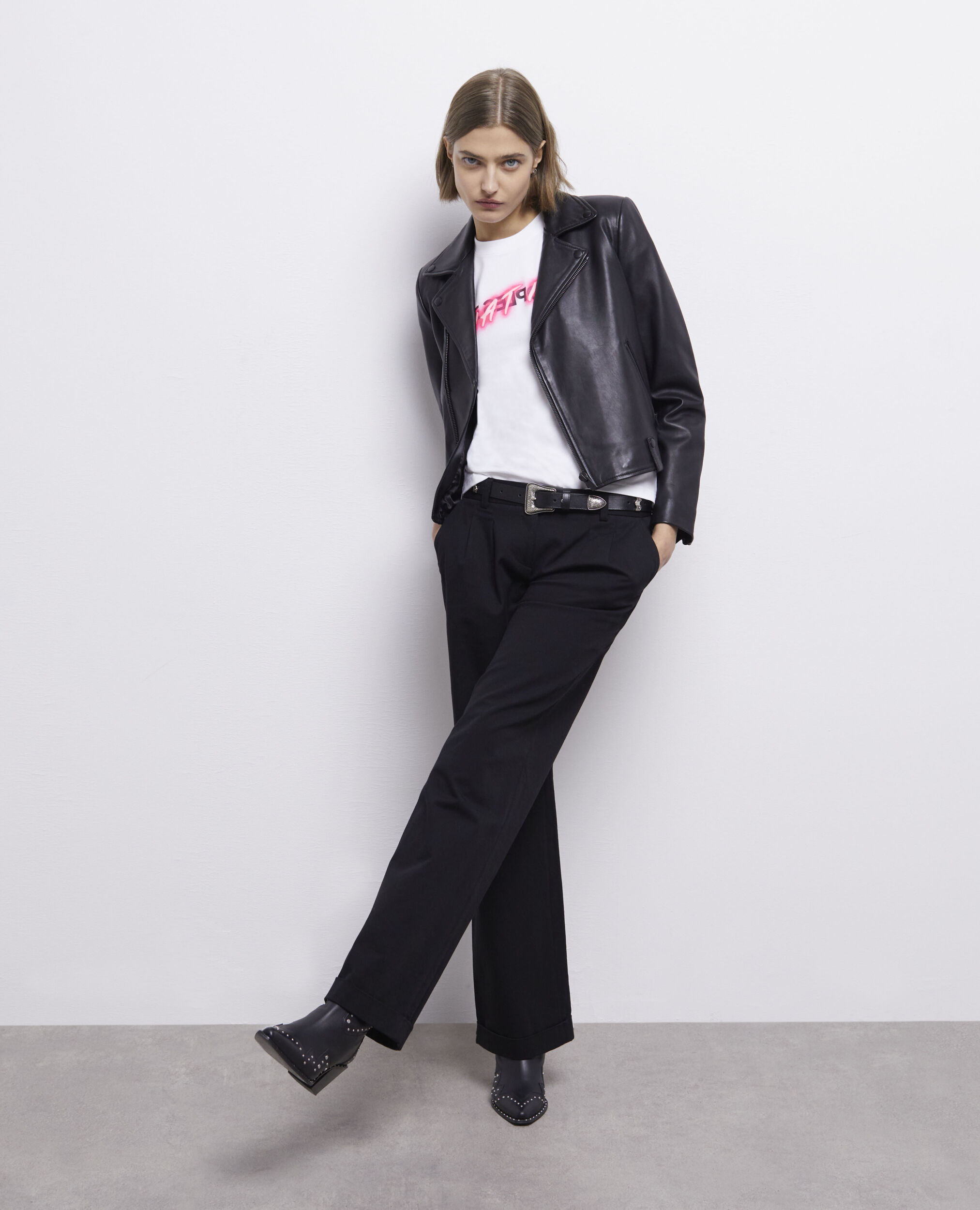 Wide-leg black pants, BLACK, hi-res image number null
