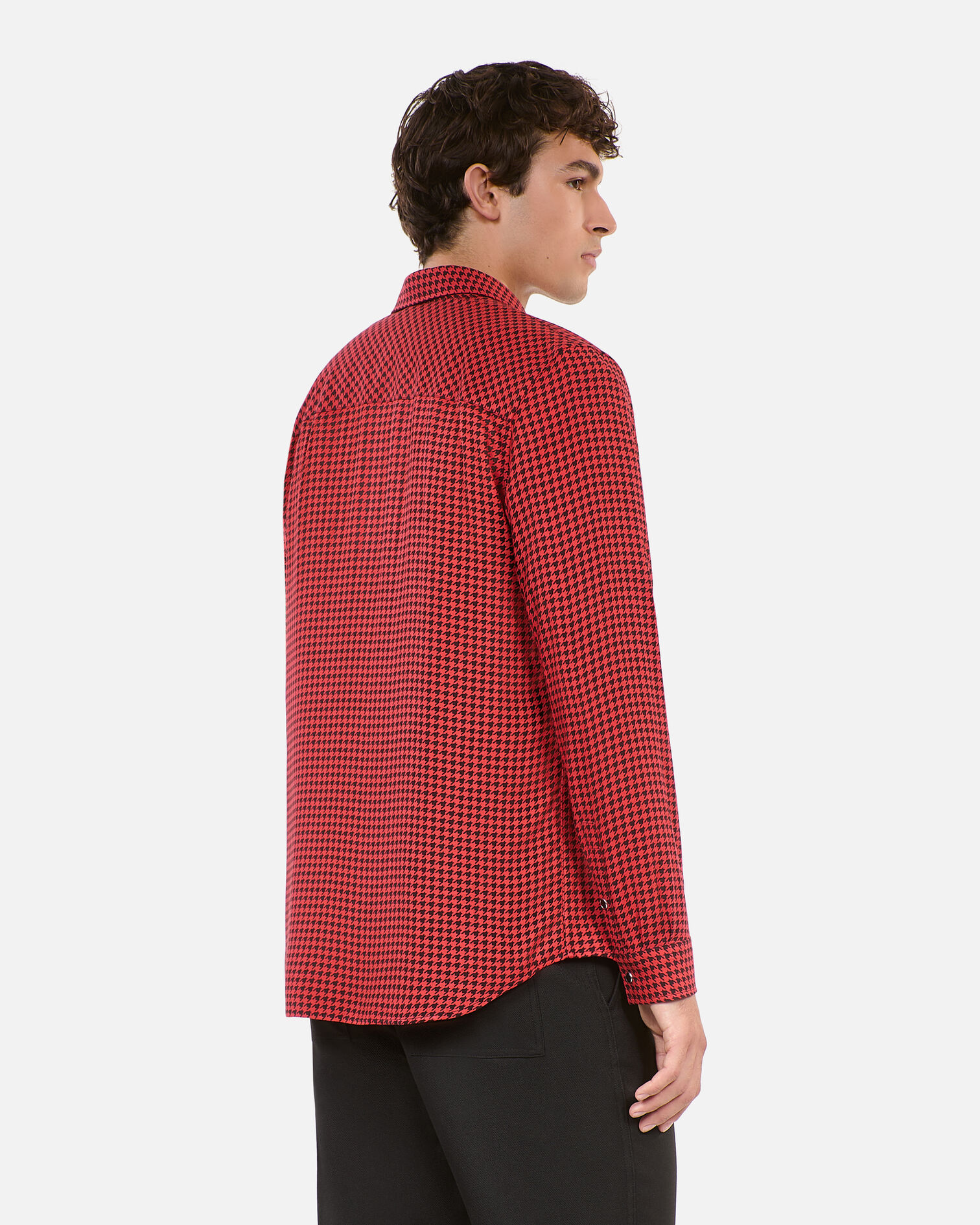 Black and red houndstooth shirt, BLACK - RED, hi-res image number null
