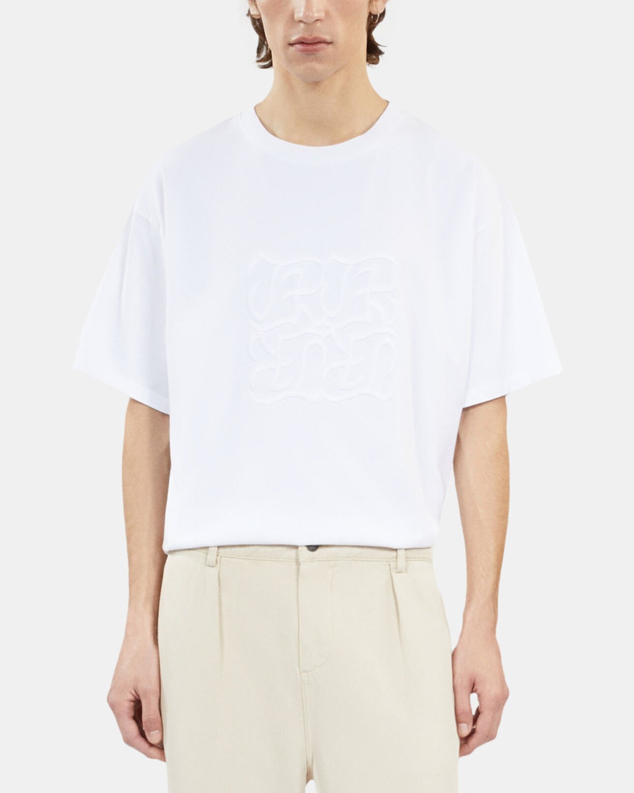 The Kooples MEN WHITE white t-shirt with logo embroidery