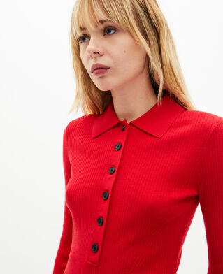 The Kooples FEMME TANGO RED pull en maille côtelée rouge