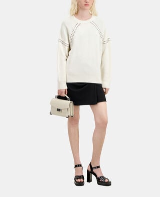 The Kooples WOMEN ECRU ecru ribbed wool and cashmere sweater with studs