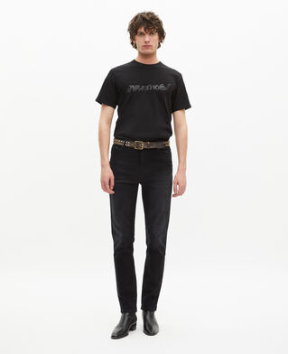The Kooples HERREN BLACK schwarzes t-shirt mit „what is“-schriftzug