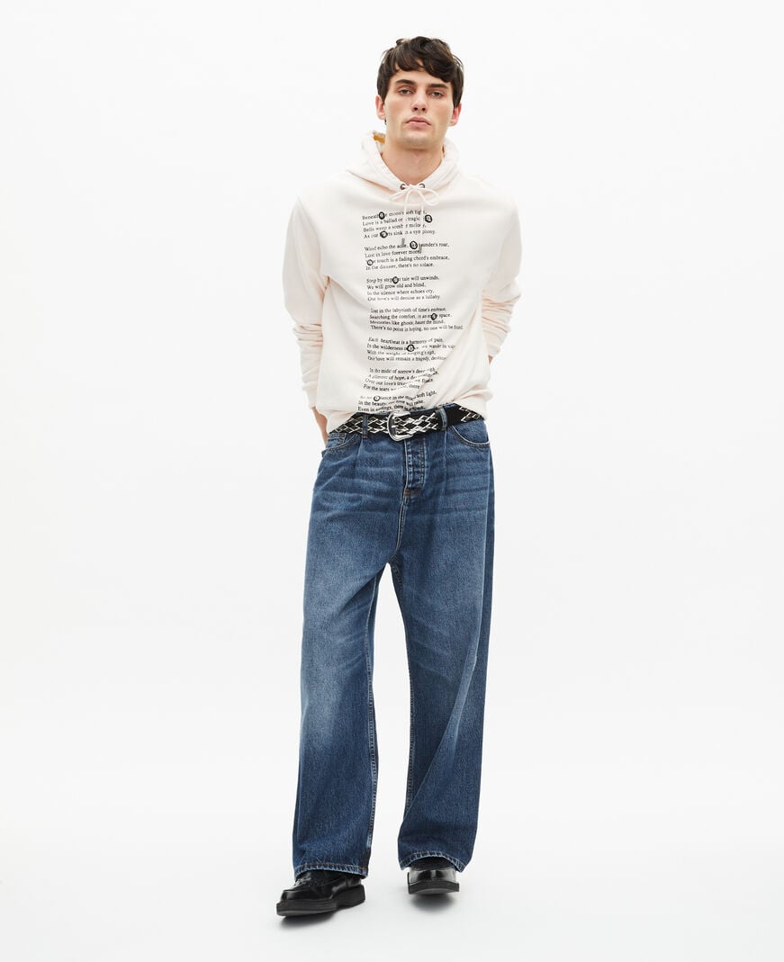 The Kooples H ECRU hooded sweatshirt with ecru screen print