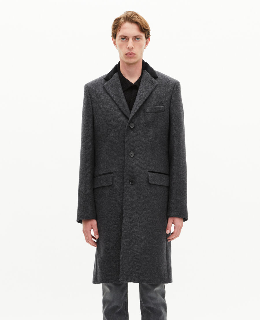 The Kooples MEN ANTHRACITE long charcoal gray wool coat