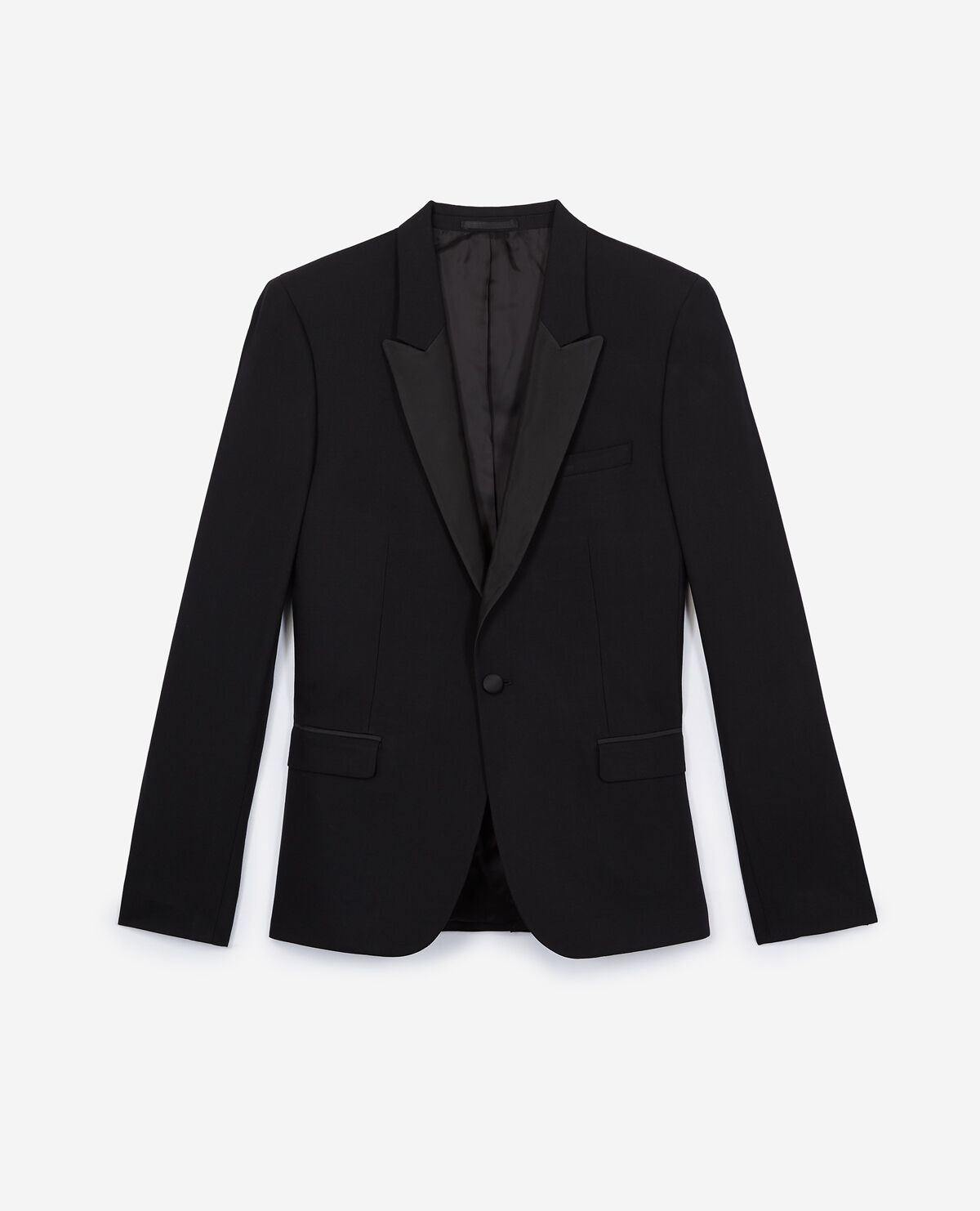 Black wool dinner jacket with satin collar The Kooples US