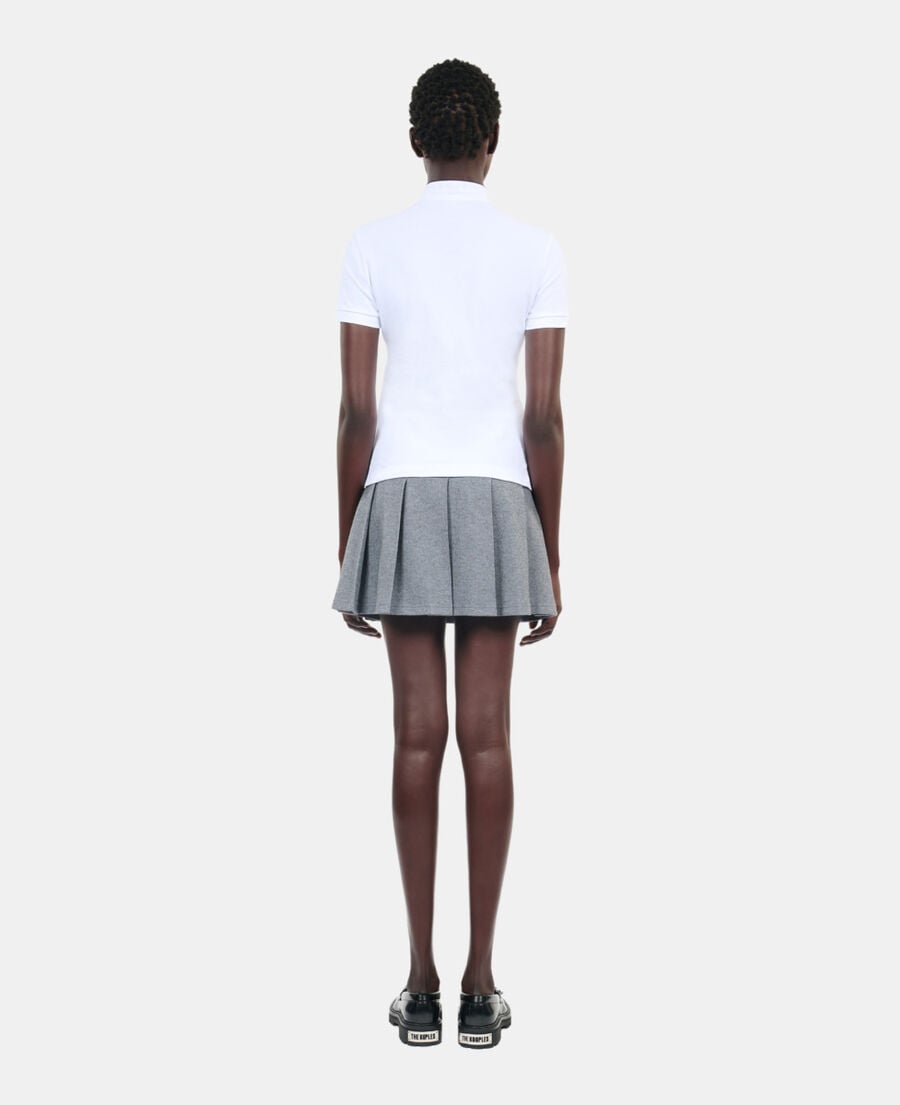 The Kooples F WHITE white piqué cotton polo t-shirt