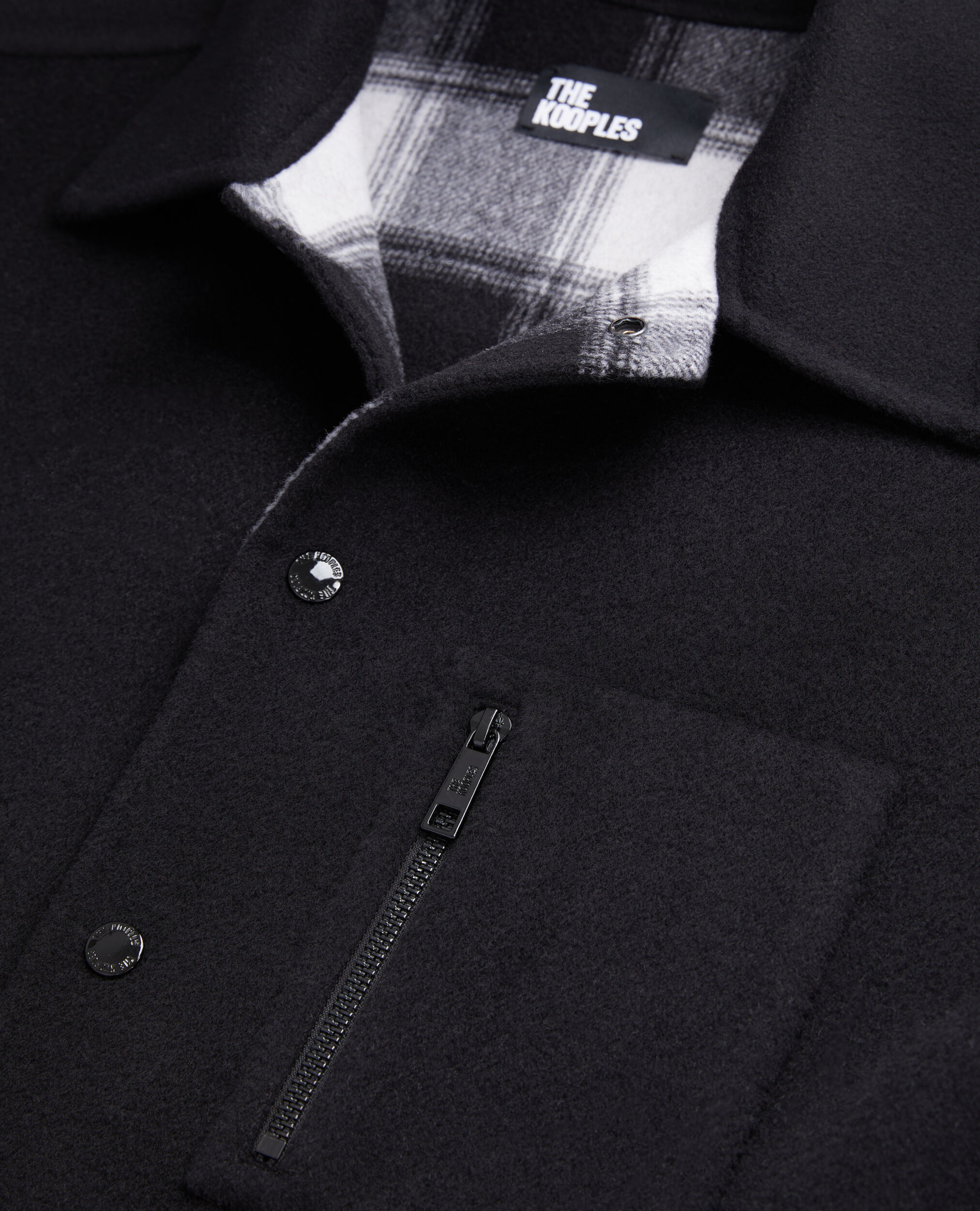 Schwarze Hemdjacke aus einer Wollmischung, BLACK GREY, hi-res image number null