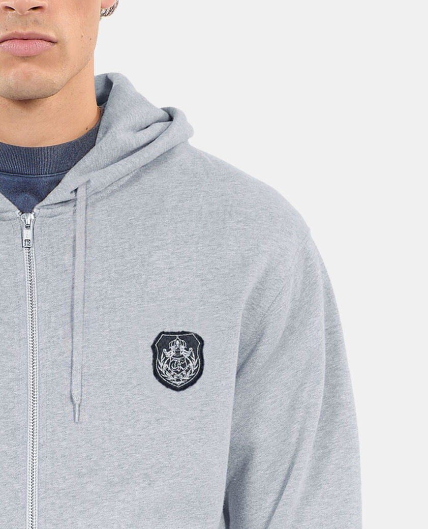 The Kooples MEN GREY MELANGE grey blazon hoodie