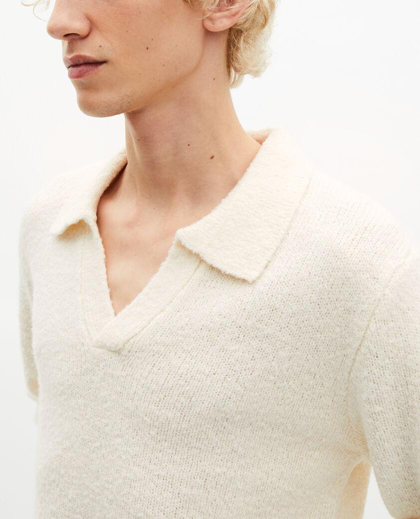 The Kooples MEN LIGHT BEIGE beige wool tunisian collar sweater