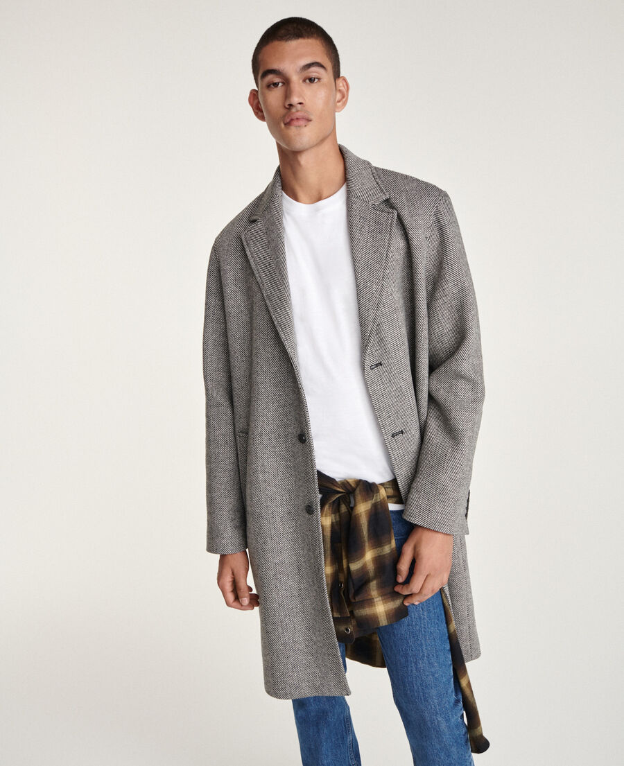 grey long coat