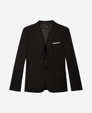 The Kooples MEN BLACK black wool slim fit suit jacket