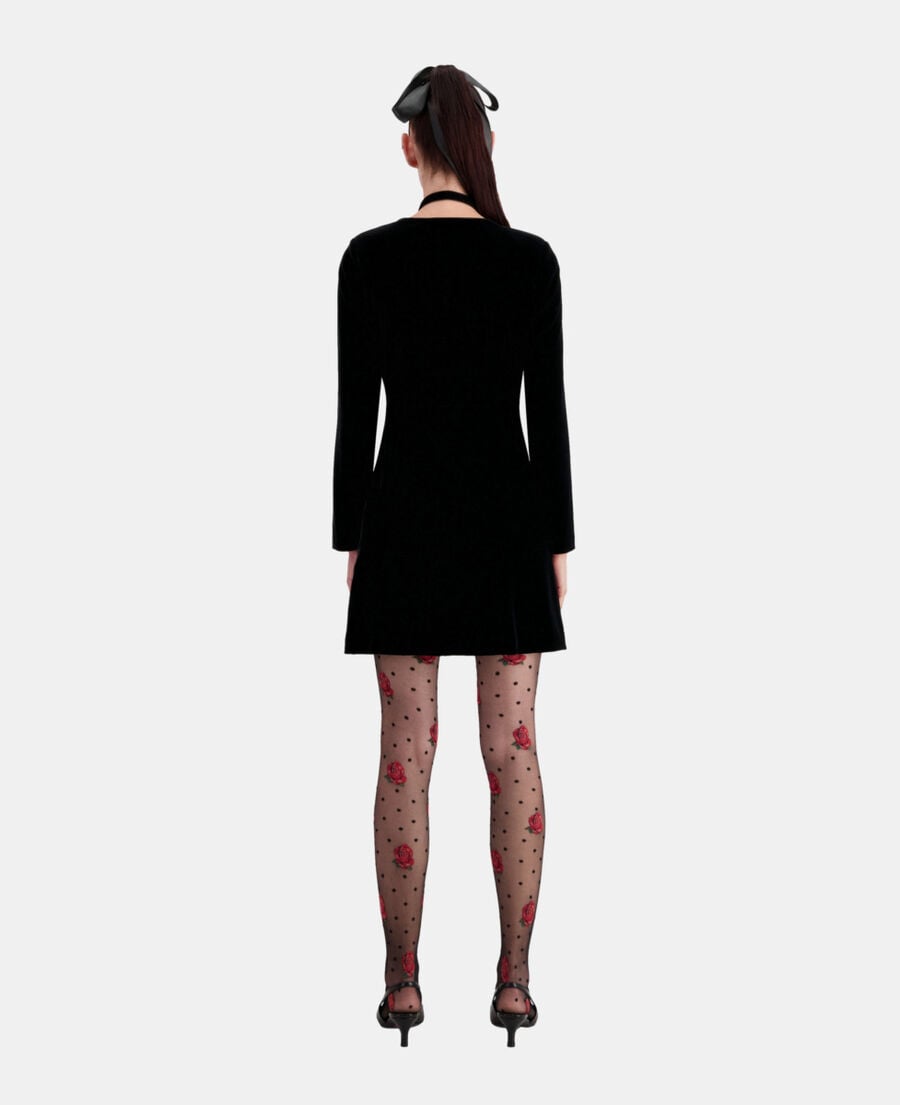 The Kooples FEMME BLACK robe courte noire en velours