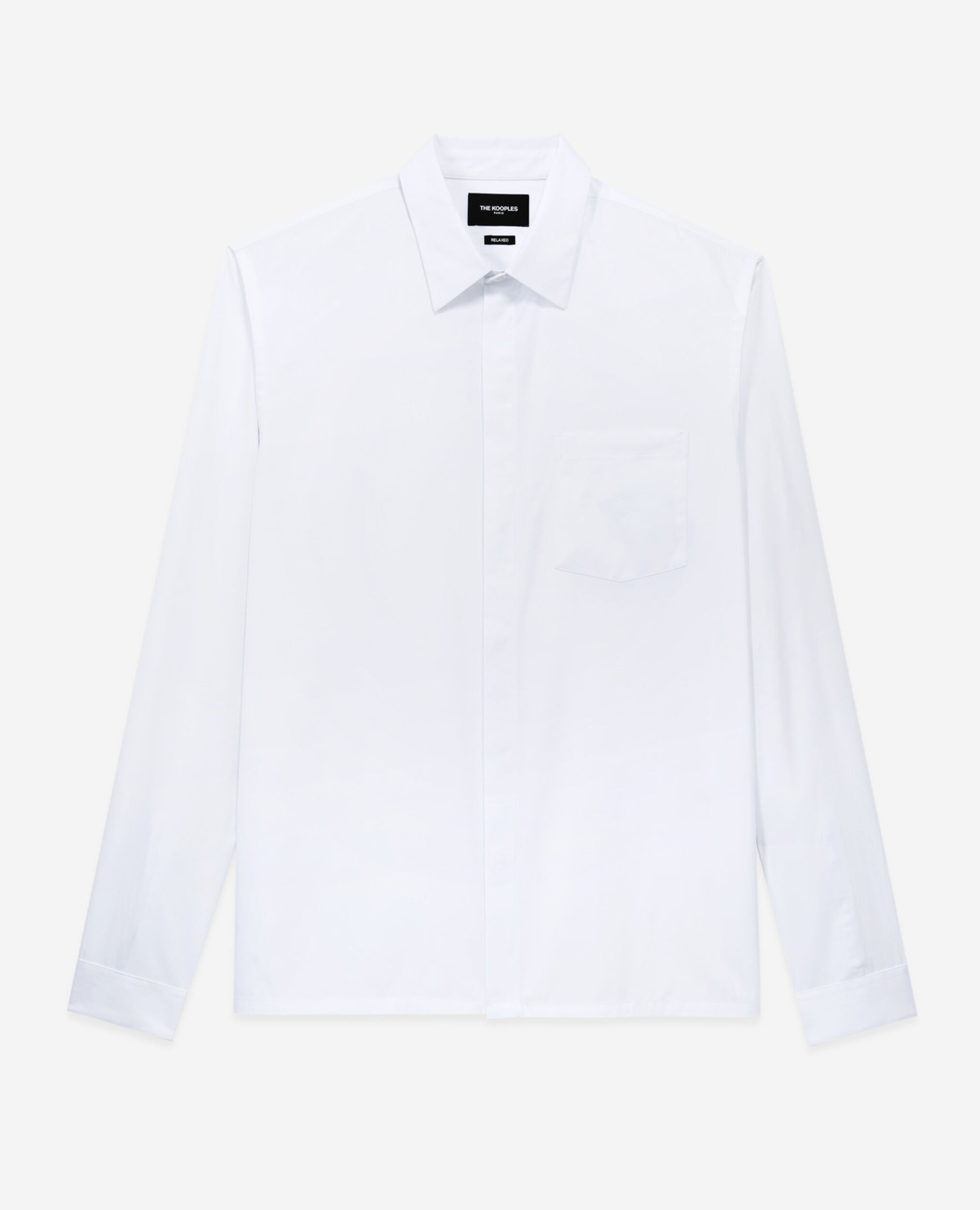 Chemise coton blanche à poche plaquée, WHITE, hi-res image number null