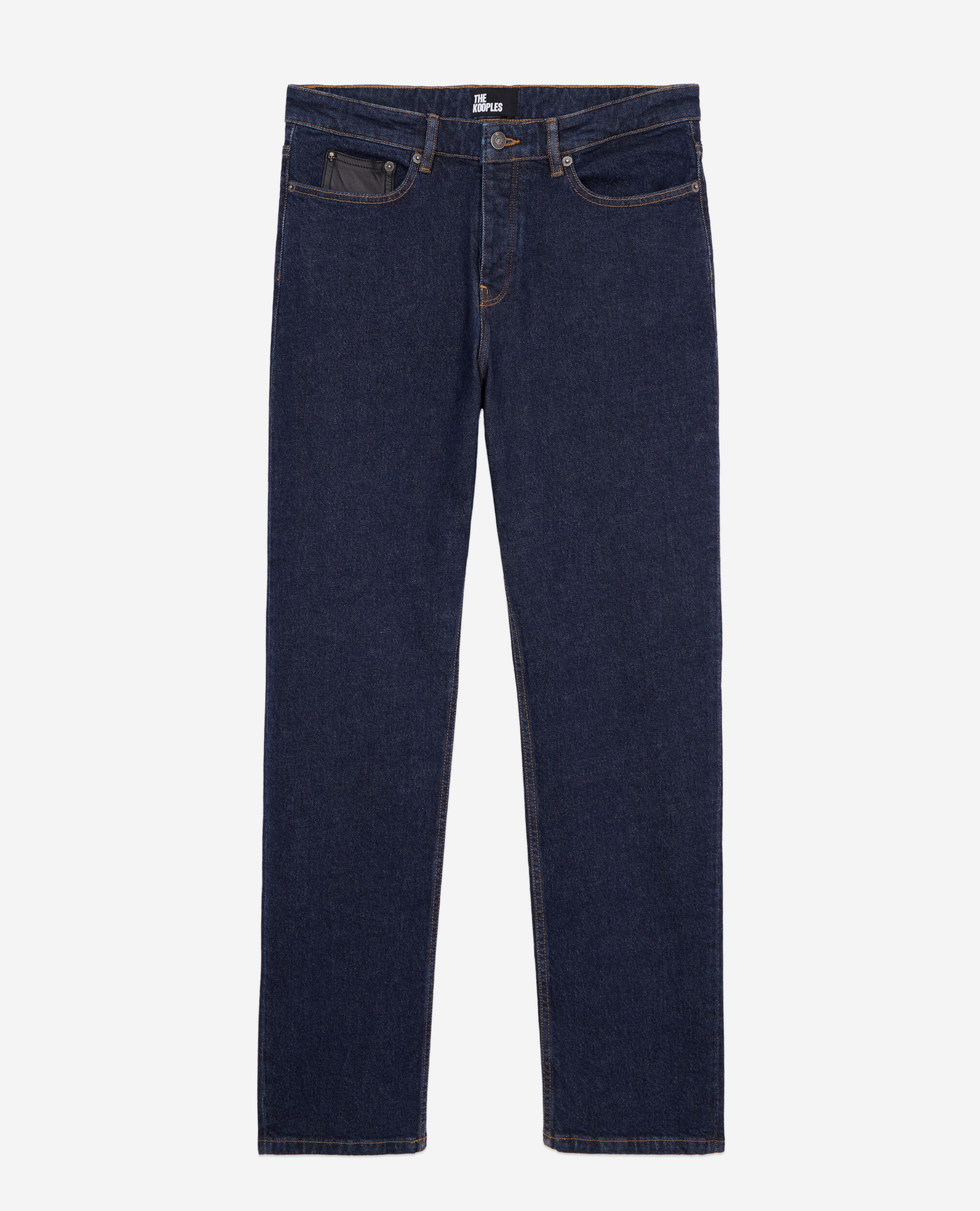 Jean bleu slim avec poche en cuir, BLUE BRUT, hi-res image number null