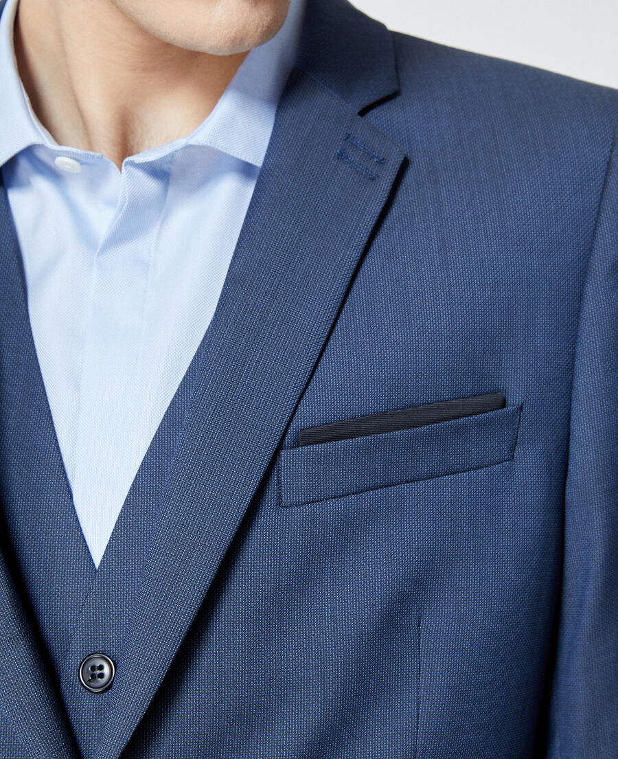 textured wool formal blue jacket