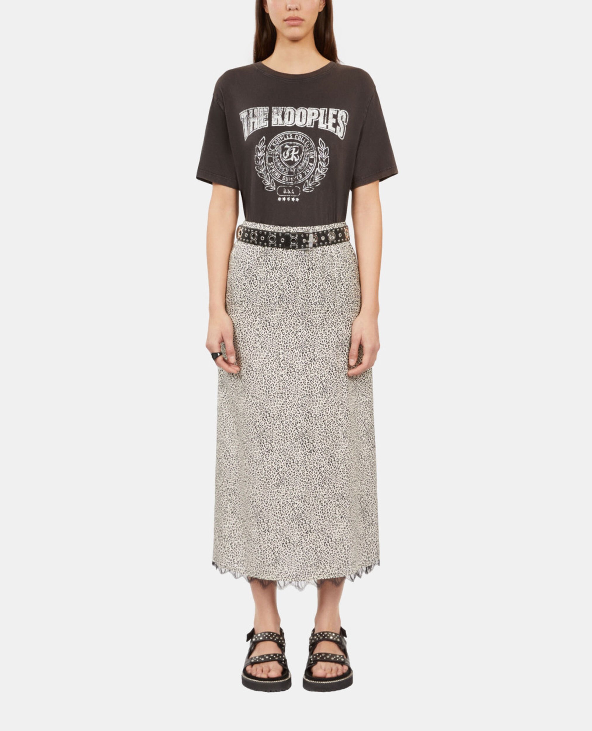 Long printed skirt, BLACK WHITE, hi-res image number null