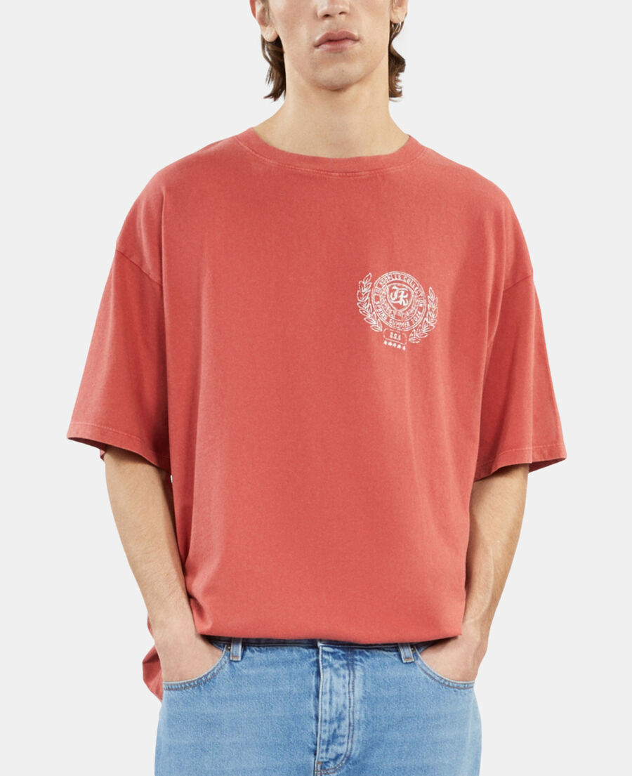 The Kooples HOMME RED BRIQUE t-shirt avec s&eacute;rigraphie rouge