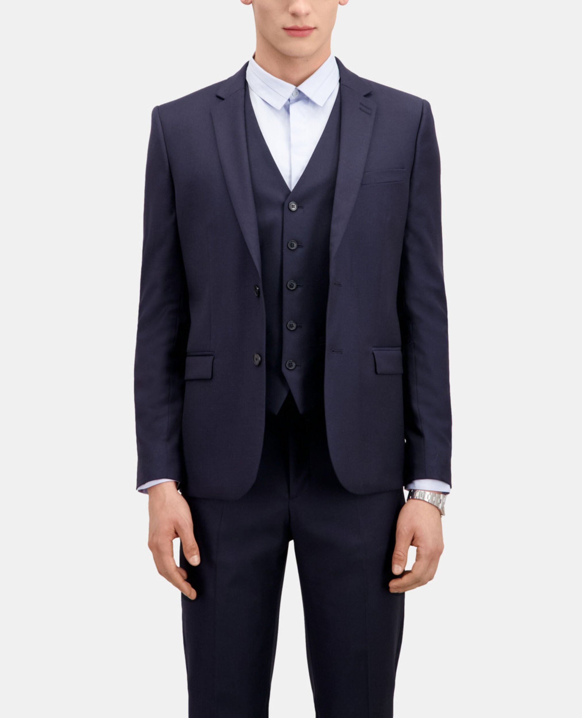Navy blue wool suit jacket, NAVY, hi-res image number null