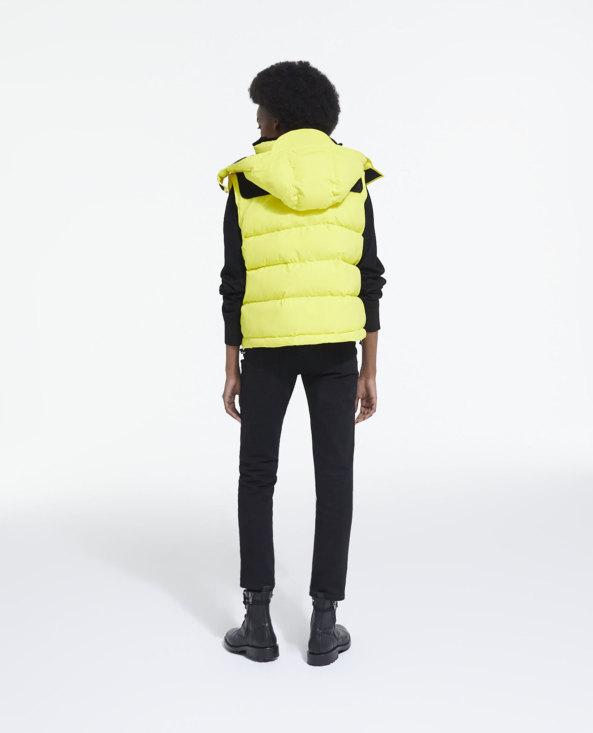 Yellow sleeveless down jacket, YELLOW FLUO, hi-res image number null