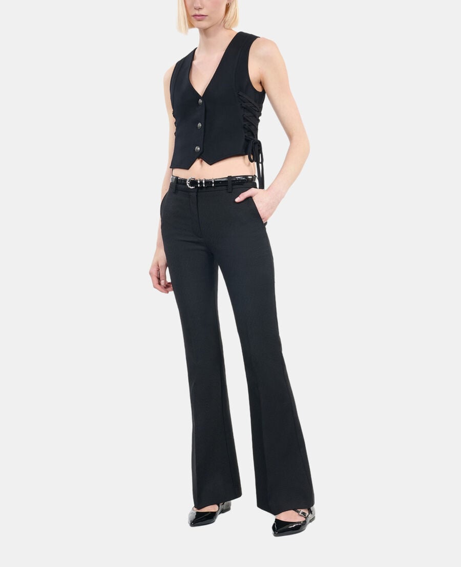 The Kooples DAMEN BLACK schwarze weste mit schnürung