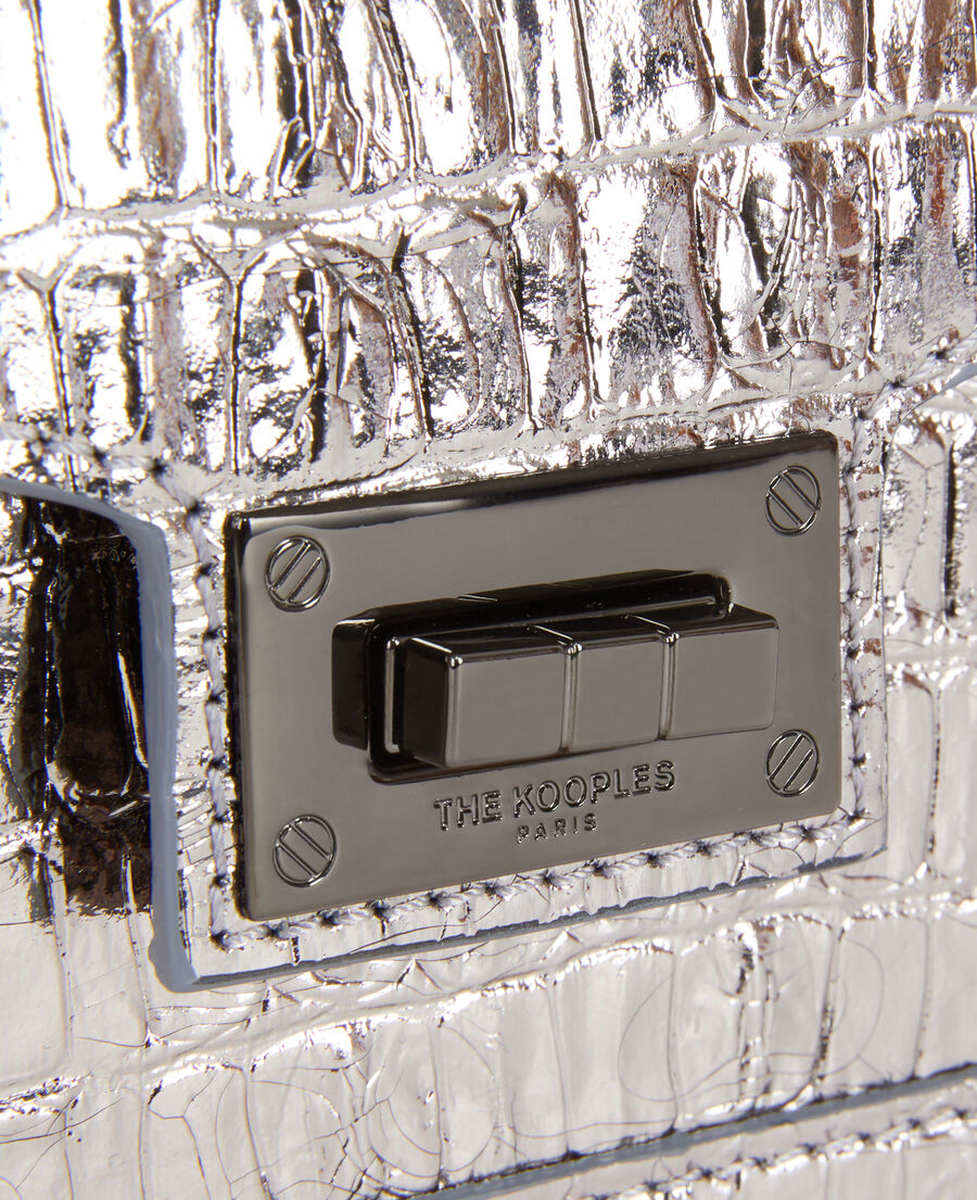 The Kooples DAMEN ANTIC SILVER emily – kleine silberne ledertasche mit krokodileffekt