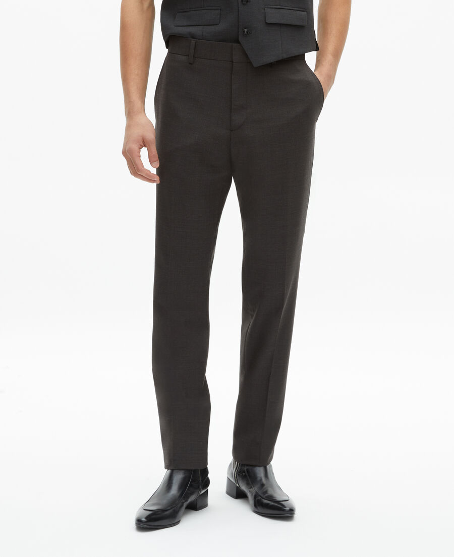 The Kooples HOMME BLACK GREY pantalon de costume en laine mélangée micro carreaux noir