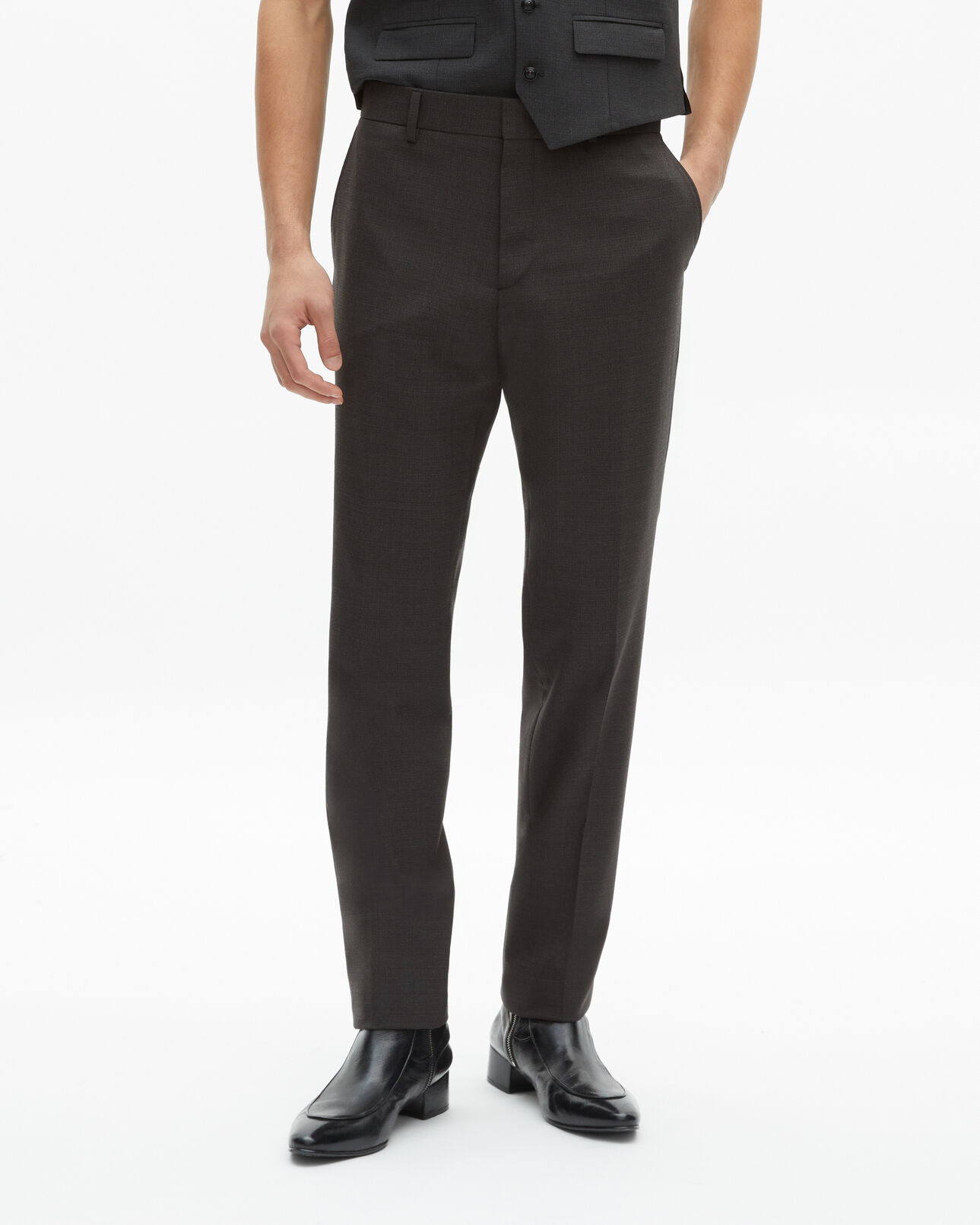 The Kooples MEN BLACK GREY black micro check wool blend suit pants