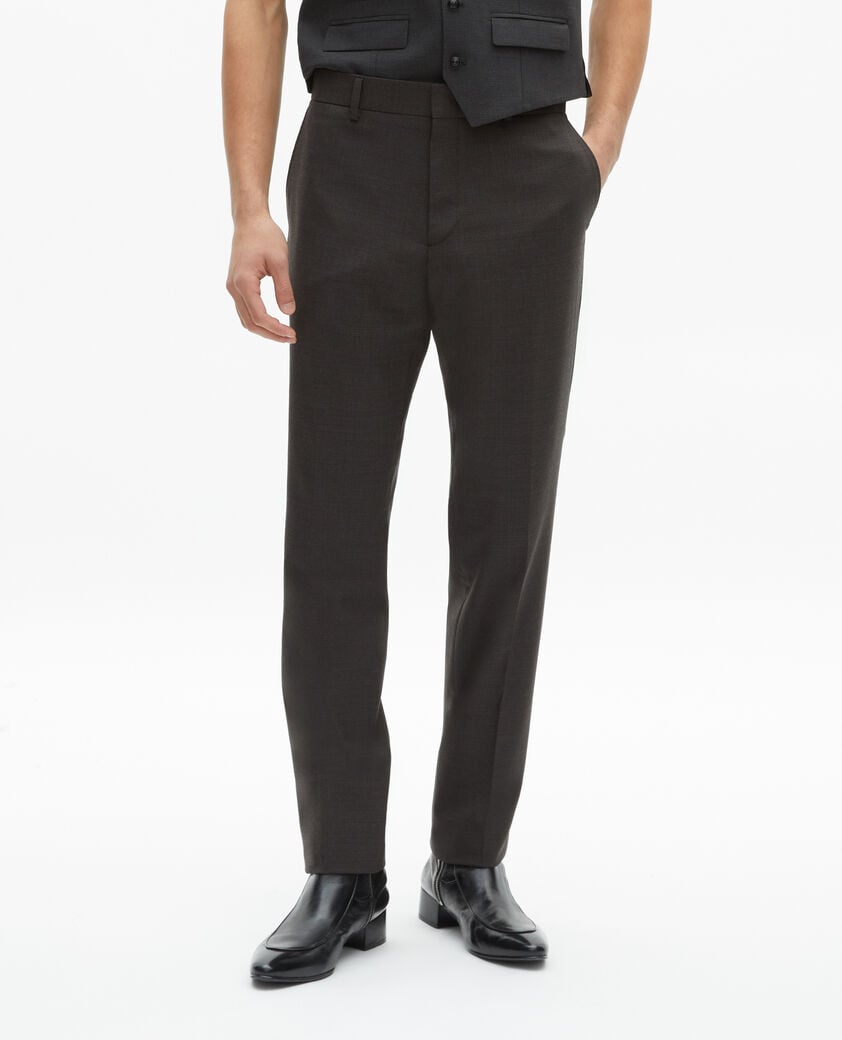 The Kooples HERREN BLACK GREY anzughose aus wollgemisch mikrokaro schwarz