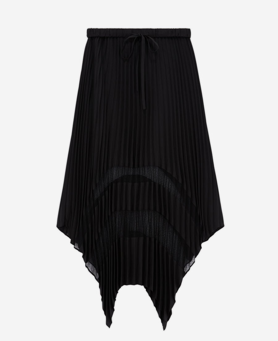 The Kooples MUJER BLACK falda larga plisada con encaje negro