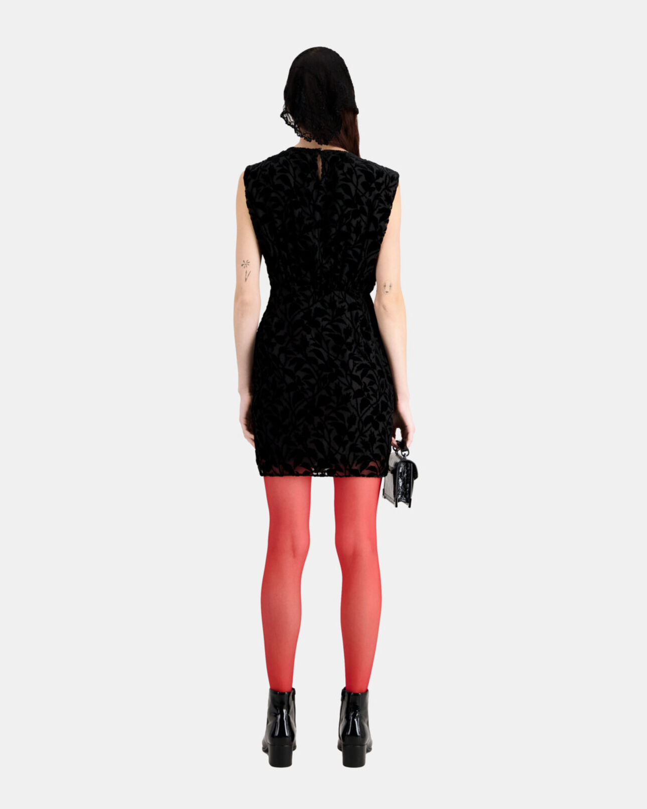The Kooples WOMEN BLACK short black devoré velvet dress