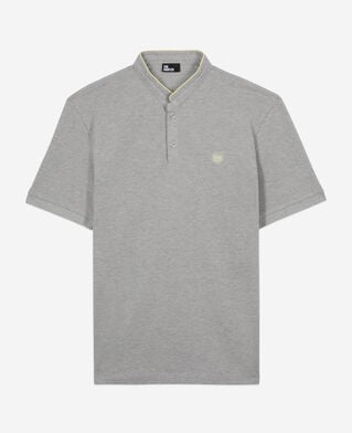 The Kooples HERREN GREY YELLOW graues poloshirt aus baumwollpiqué