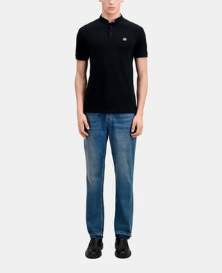 The Kooples H BLACK / PINK black cotton polo t-shirt