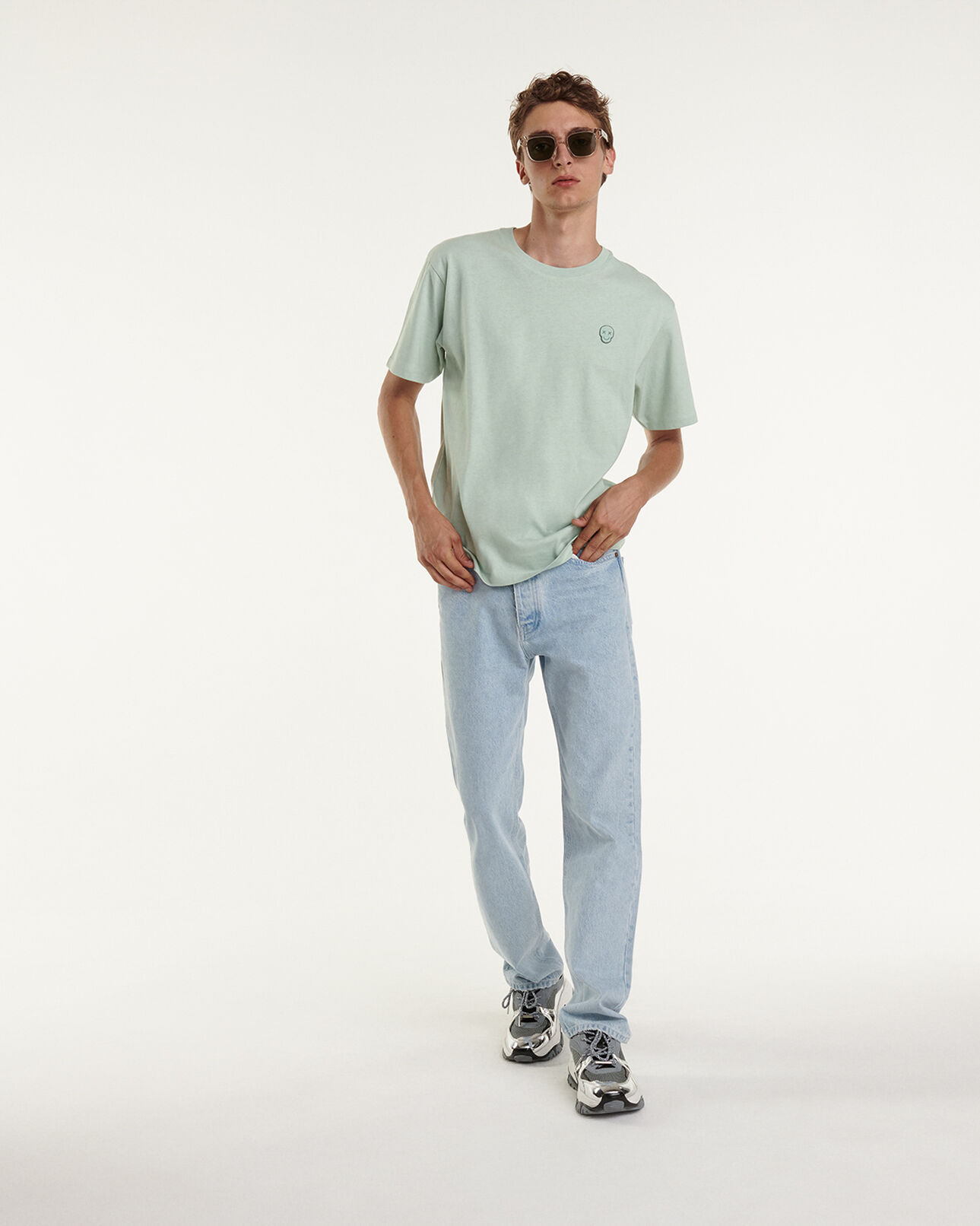 The Kooples HERREN FROSTY GREEN t-shirt mintgrün baumwolle totenkopf
