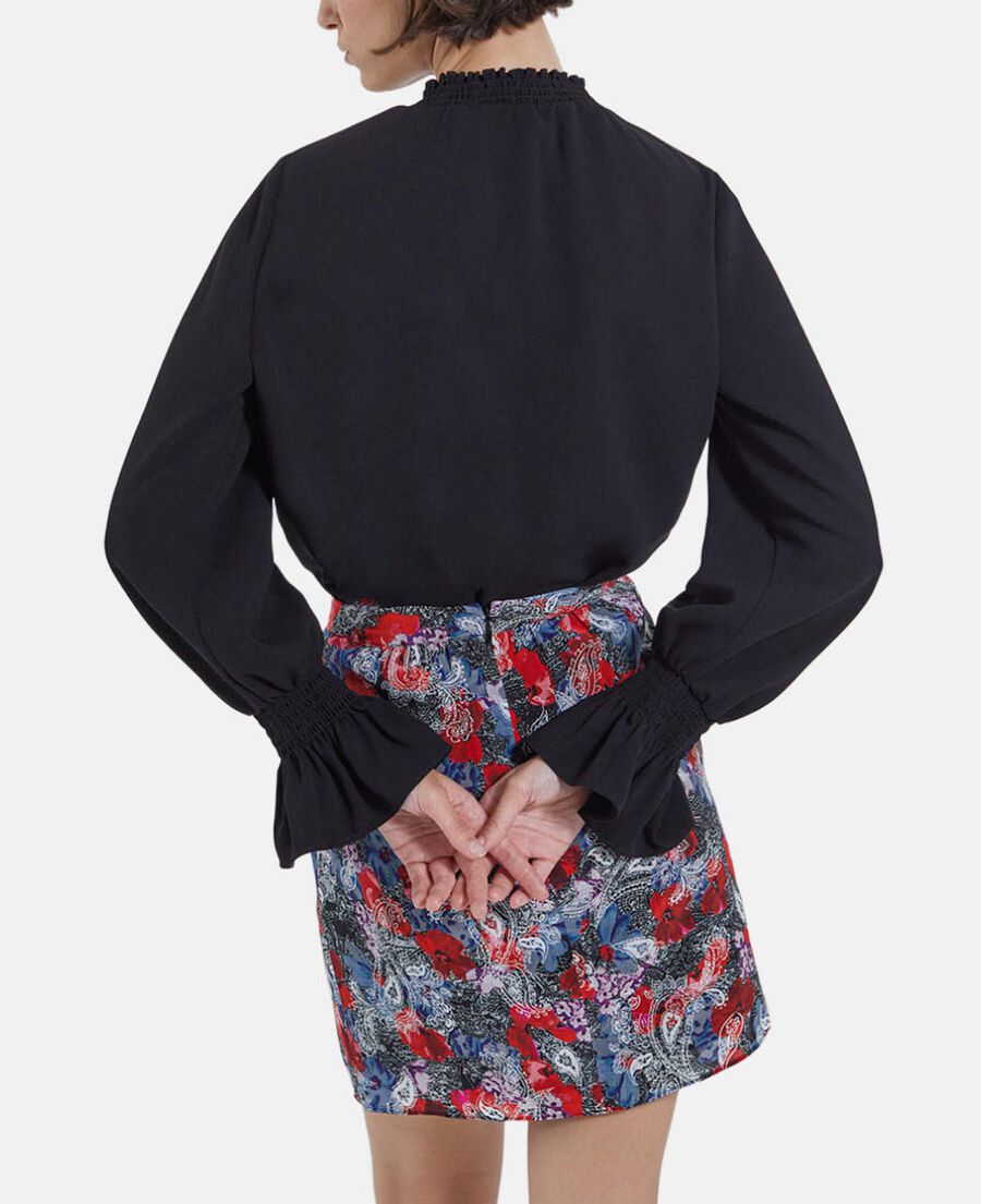 jupe courte en soie imprimé fleuri