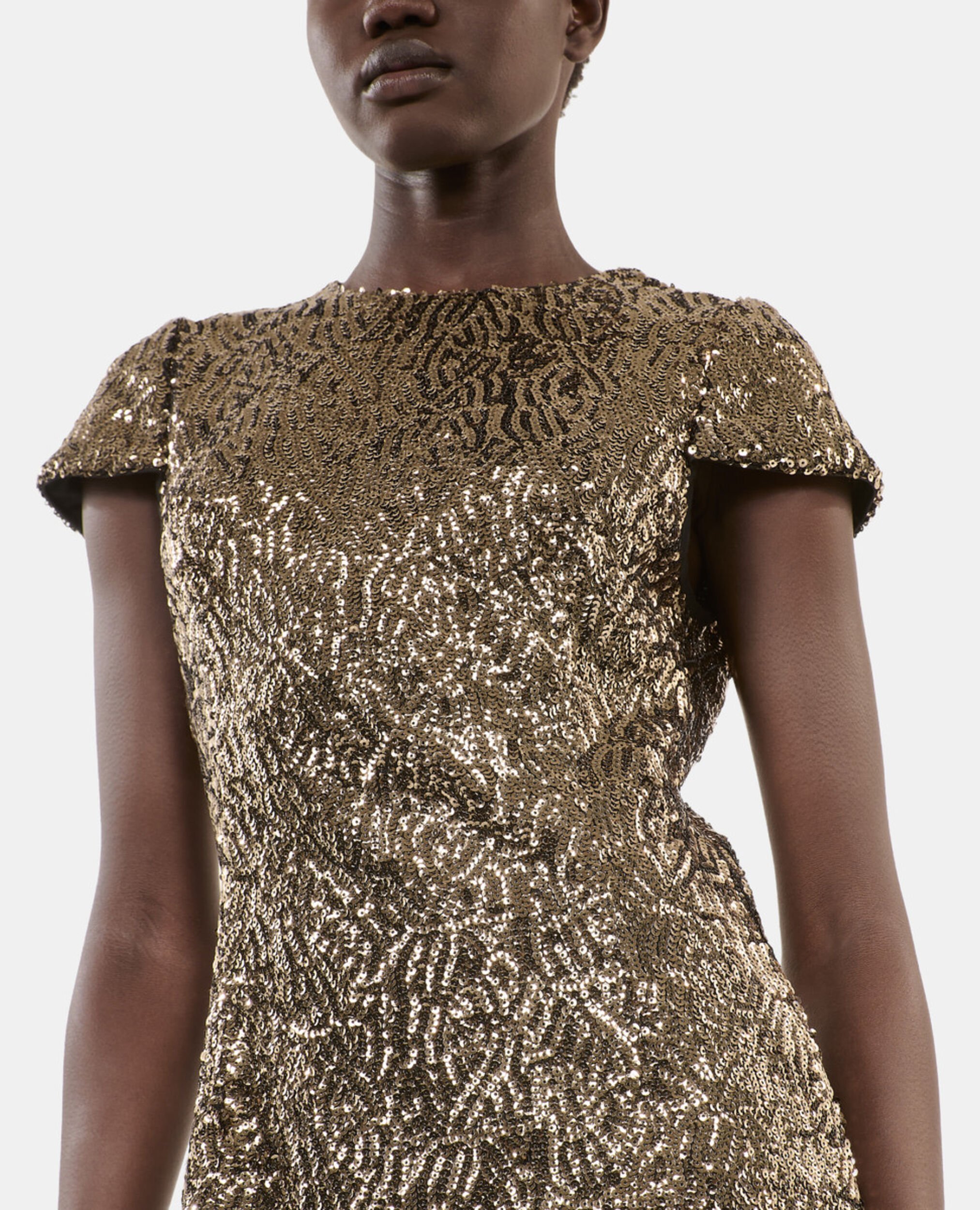 Goldenes, kurzes Kleid mit Pailletten, GOLD, hi-res image number null