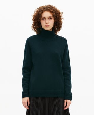The Kooples FEMME FOREST pull col montant en laine vert fonc&eacute;