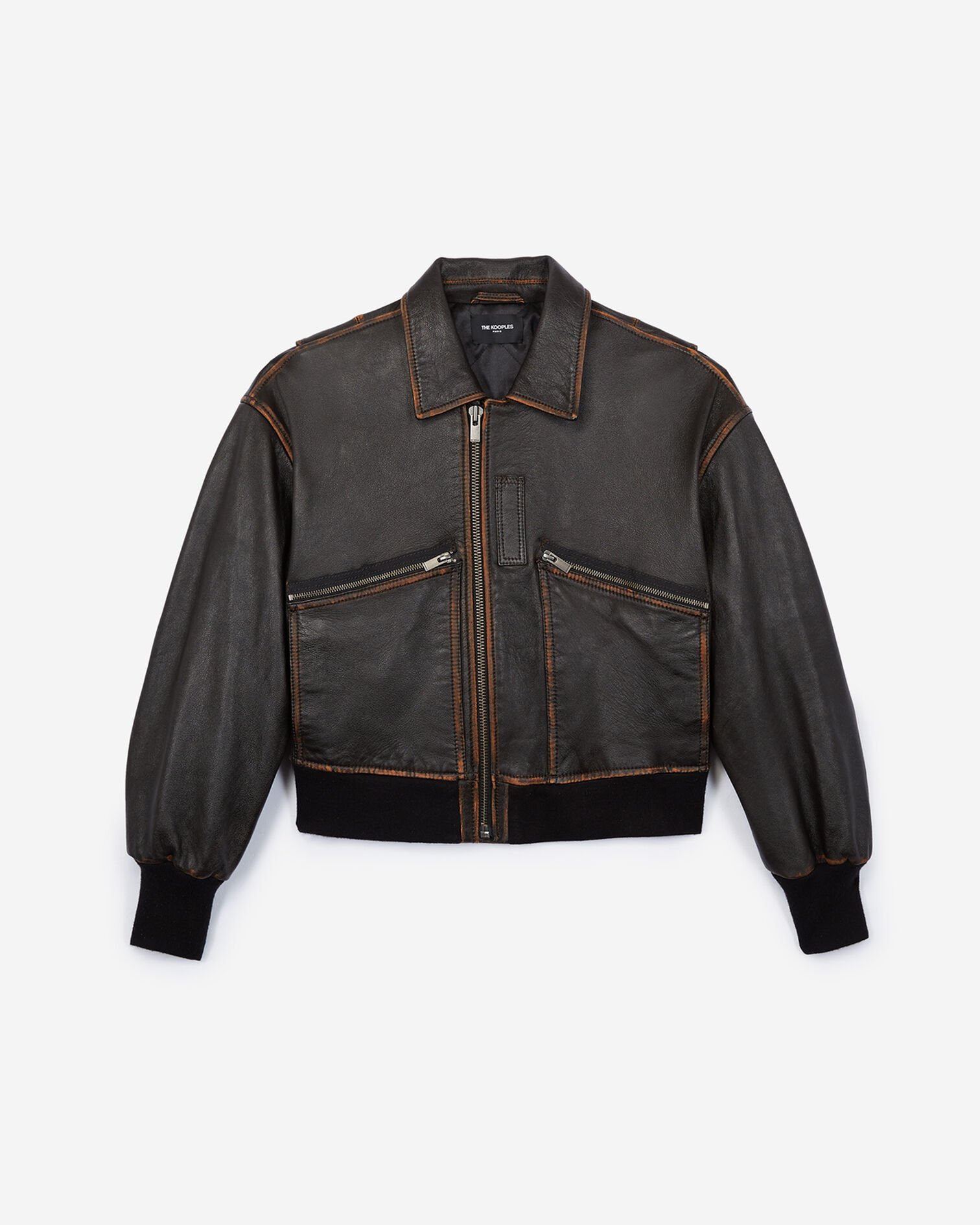 Vintage-style black leather jacket, BLACK VINTAGE, hi-res image number null