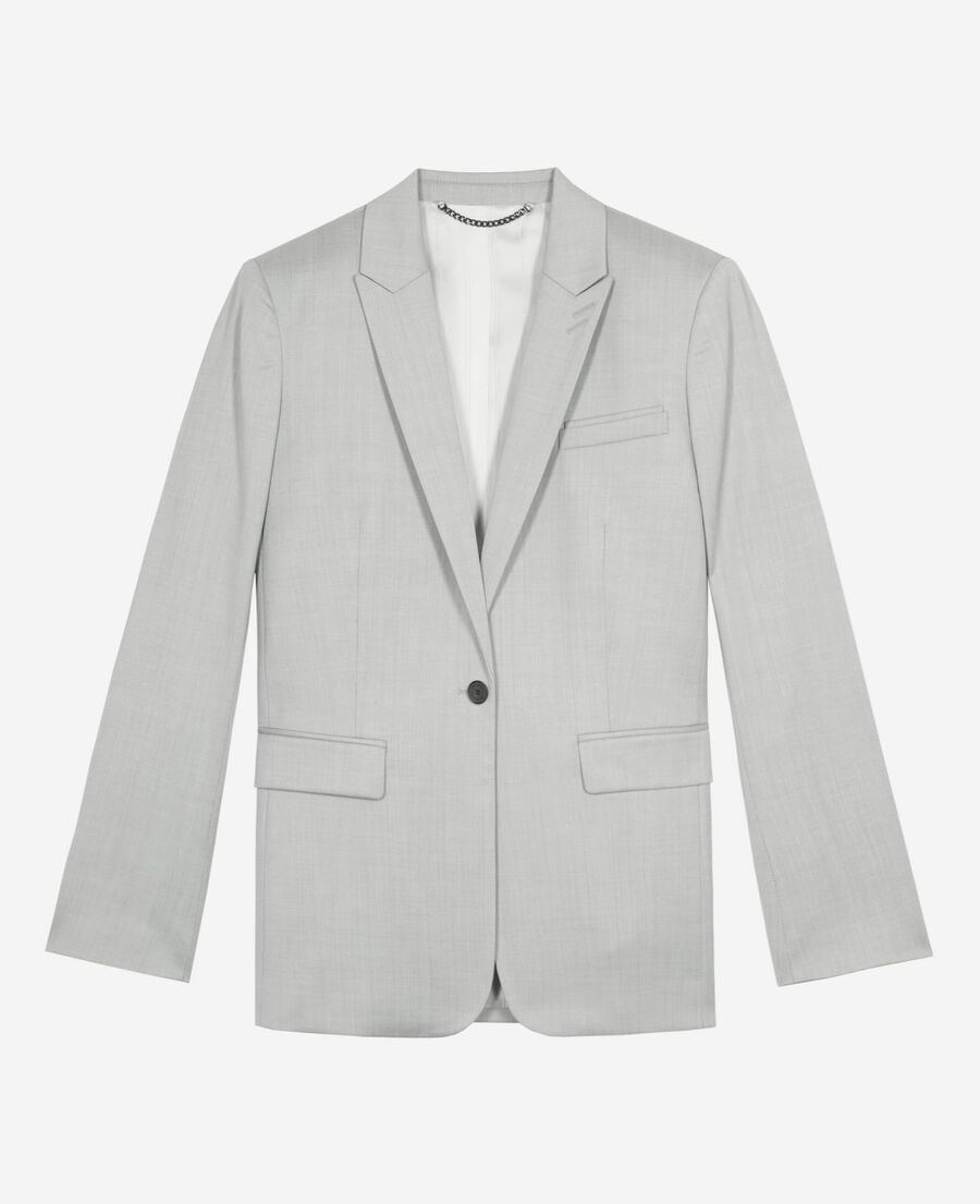 The Kooples FEMME BEIGE veste tailleur simple boutonnage grise