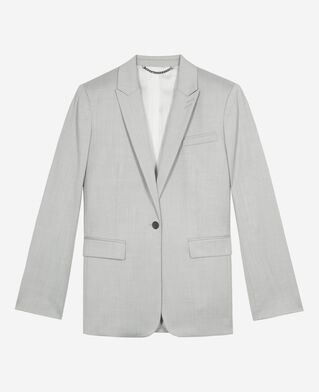 The Kooples FEMME BEIGE veste tailleur simple boutonnage grise