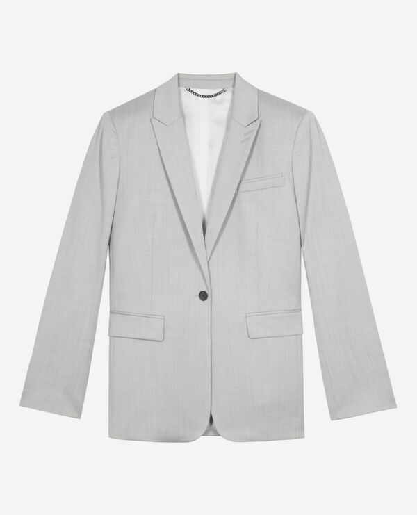 The Kooples FEMME BEIGE veste tailleur simple boutonnage grise