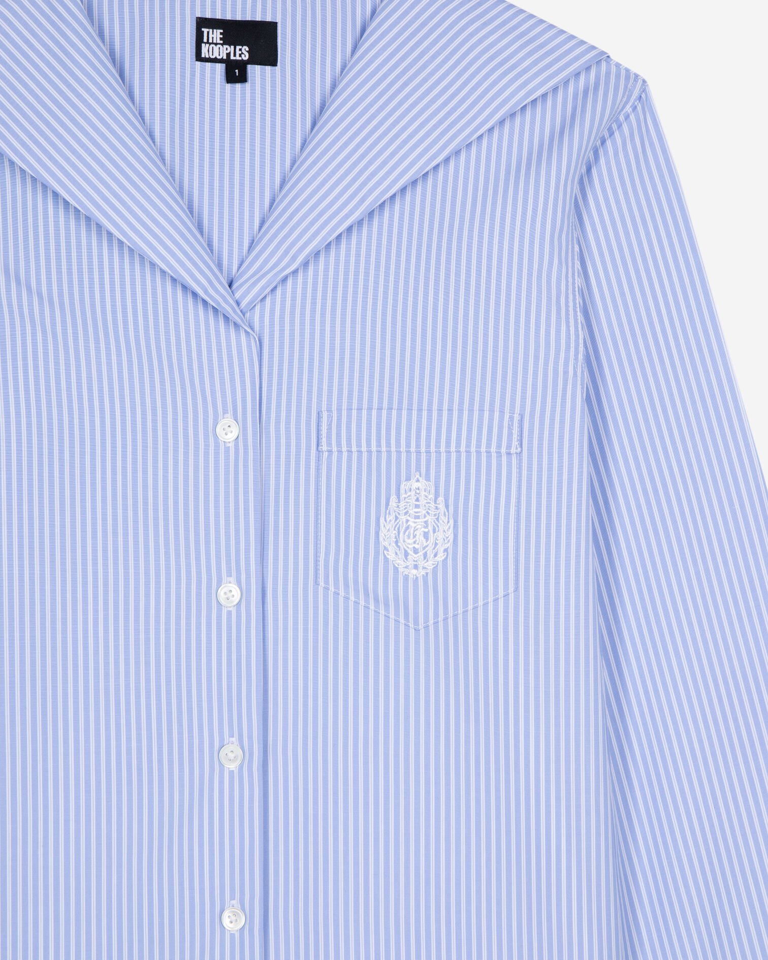 Chemise à rayures avec col vareuse bleue, BLUE WHITE, hi-res image number null