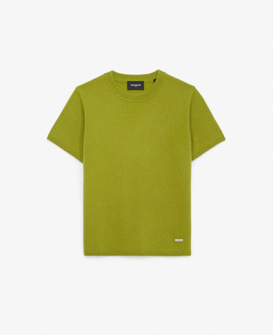 fitted green crew neck cashmere sweater