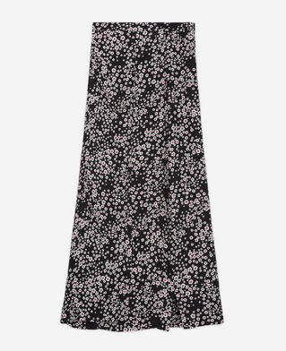 The Kooples FEMME BLACK / PINK jupe longue fleurie