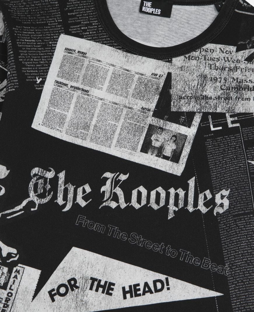 The Kooples WOMEN BLACK WASHED t-shirt with black and white screen print