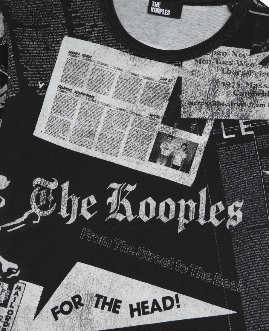 The Kooples WOMEN BLACK WASHED t-shirt with black and white screen print