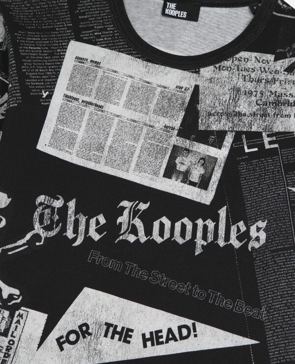 The Kooples FEMME BLACK WASHED t-shirt avec sérigraphie noir et blanc