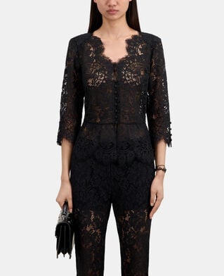The Kooples FEMME BLACK top en dentelle noir