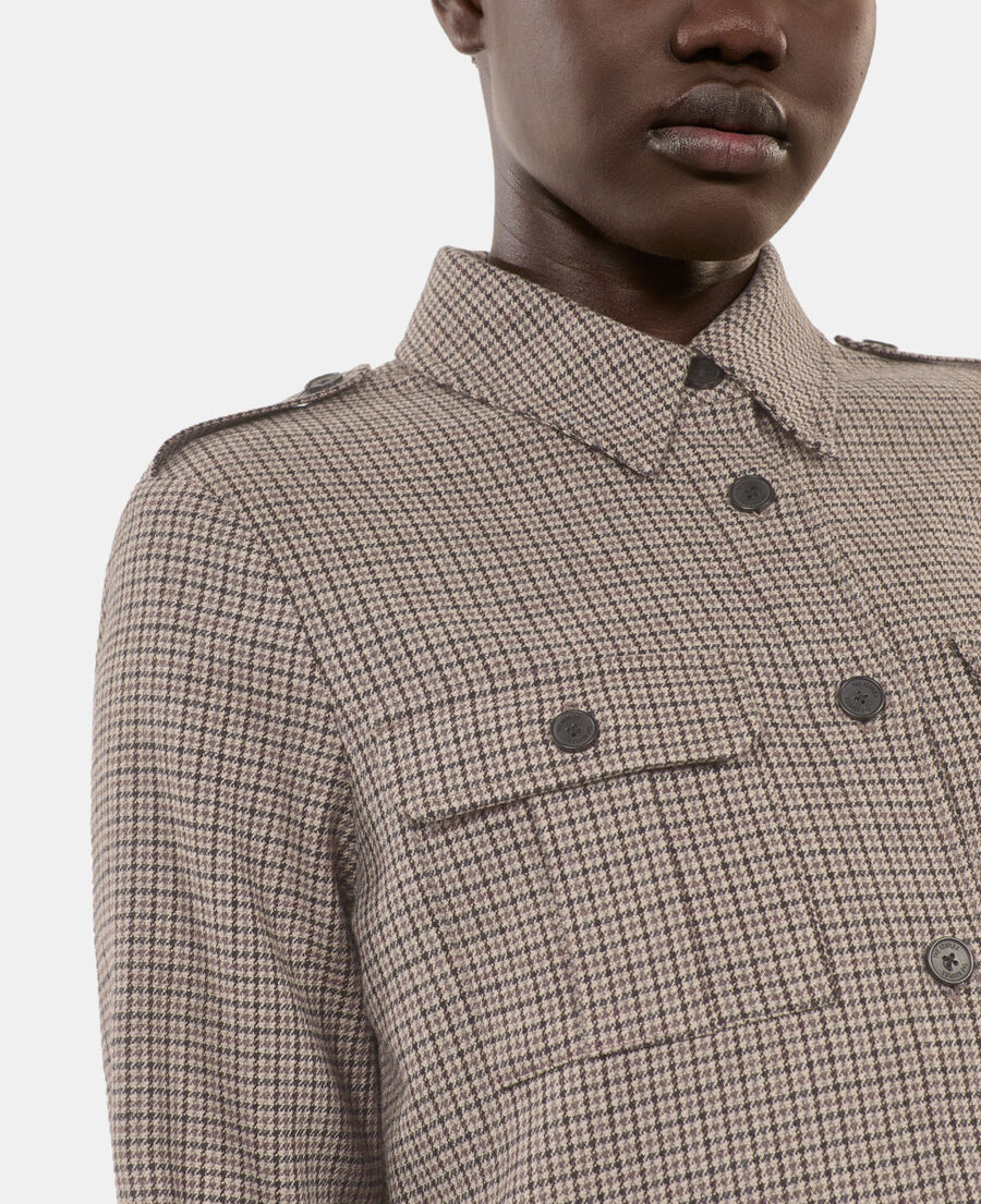 The Kooples WOMEN BEIGE-BROWN long checked shirt